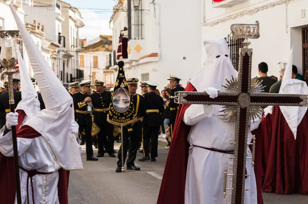 Velez Málaga Spanien März 2018 Teilnehmer Der Prozession Der Heiligen — Stockfoto