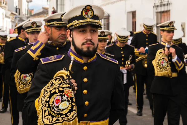 Velez Málaga Spanien März 2018 Teilnehmer Der Prozession Der Heiligen — Stockfoto