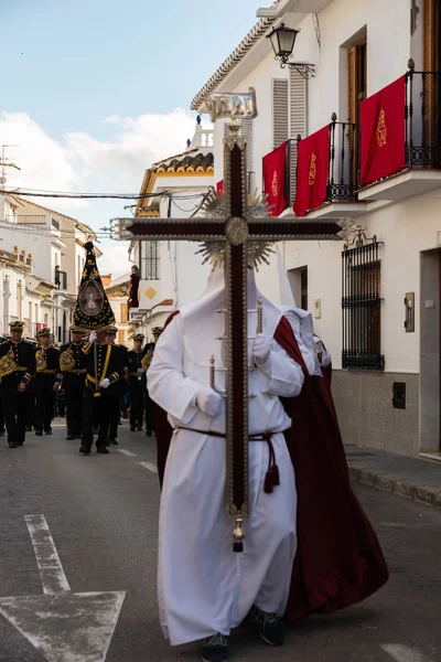 Vélez Málaga Hiszpania Marca 2018 Osób Uczestniczących Procesji Podczas Wielkiego — Zdjęcie stockowe