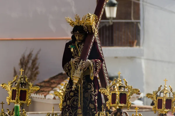 Velez Malaga Espanha Março 2018 Pessoas Que Participam Procissão Semana — Fotografia de Stock