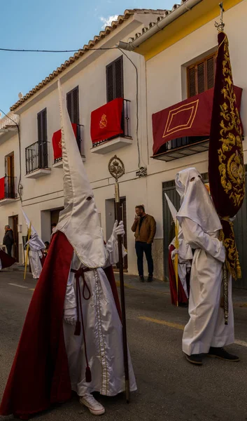 Велез Малага Испания Марта 2018 Года Люди Участвующие Шествии Страстной — стоковое фото