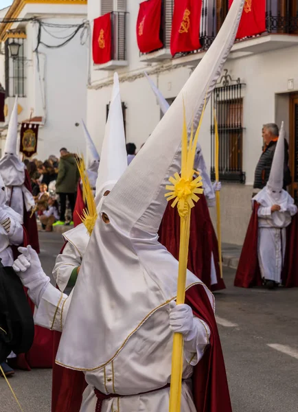 Velez Malaga Espanha Março 2018 Pessoas Que Participam Procissão Semana — Fotografia de Stock