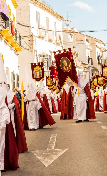 Vélez Málaga Hiszpania Marca 2018 Osób Uczestniczących Procesji Podczas Wielkiego — Zdjęcie stockowe