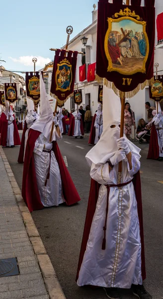 Vélez Málaga Hiszpania Marca 2018 Osób Uczestniczących Procesji Podczas Wielkiego — Zdjęcie stockowe