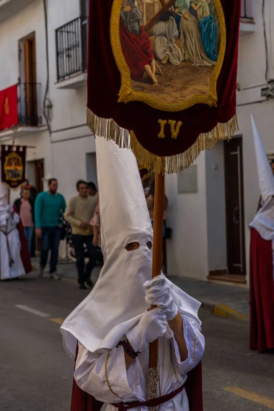 Vélez Málaga Hiszpania Marca 2018 Osób Uczestniczących Procesji Podczas Wielkiego — Zdjęcie stockowe