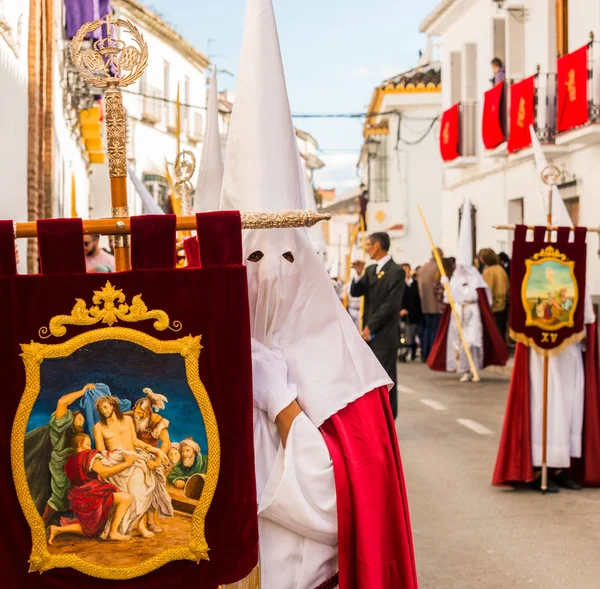 Vélez Málaga Hiszpania Marca 2018 Osób Uczestniczących Procesji Podczas Wielkiego — Zdjęcie stockowe