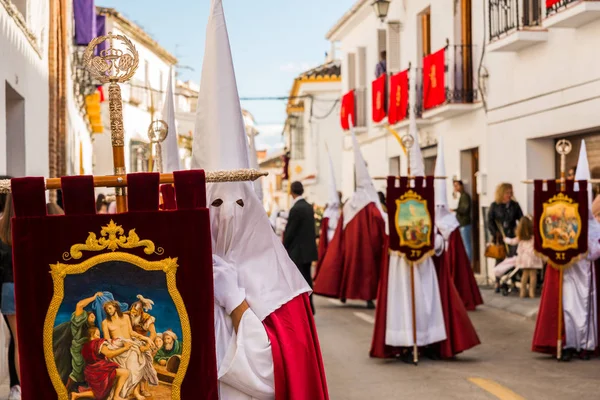 Vélez Málaga Hiszpania Marca 2018 Osób Uczestniczących Procesji Podczas Wielkiego — Zdjęcie stockowe