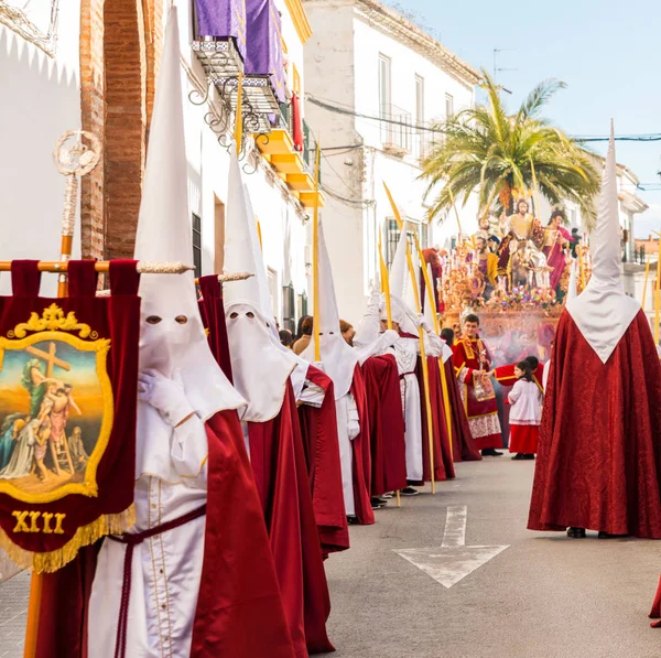 Vélez Málaga Hiszpania Marca 2018 Osób Uczestniczących Procesji Podczas Wielkiego — Zdjęcie stockowe