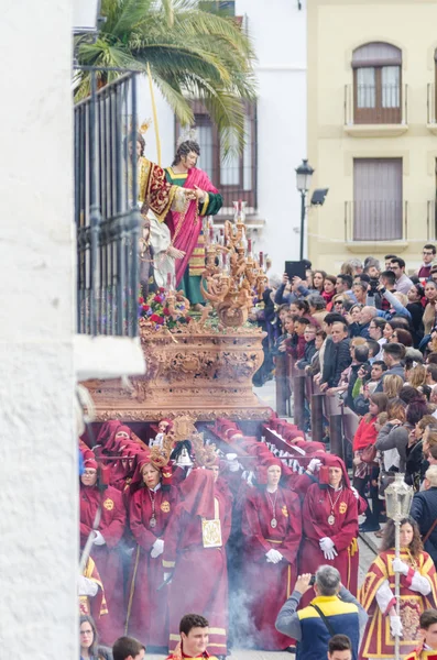 Velez Malaga Spanien Personer Mars 2018 Deltar Processionen Den Heliga — Stockfoto