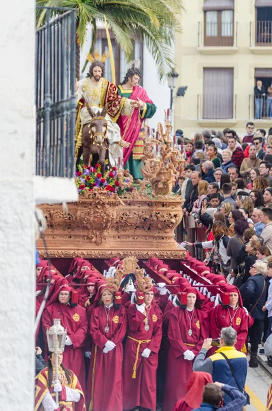 Velez Malaga Spanien Personer Mars 2018 Deltar Processionen Den Heliga — Stockfoto