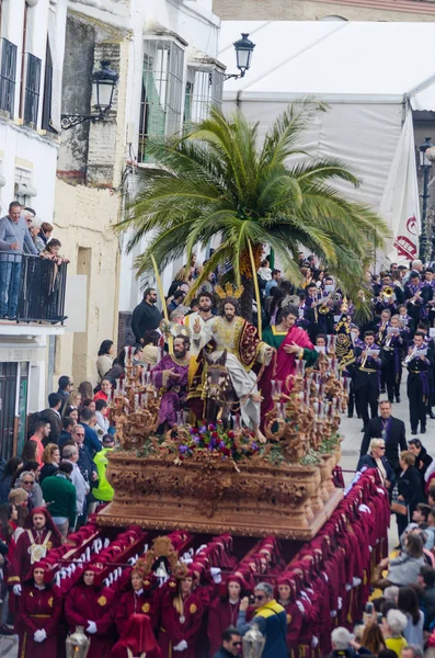 ベレス マラガ スペイン 2018 日のスペインの街 イースターの聖週間の行列に参加している人します — ストック写真