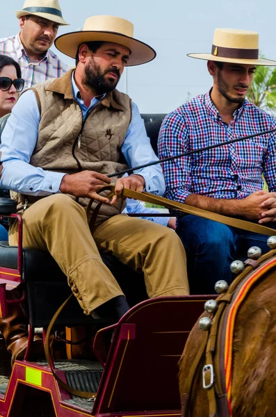 Almayate Španělsko Dubna 2018 Muž Jízdní Kůň Vůz Tradiční Andaluské — Stock fotografie