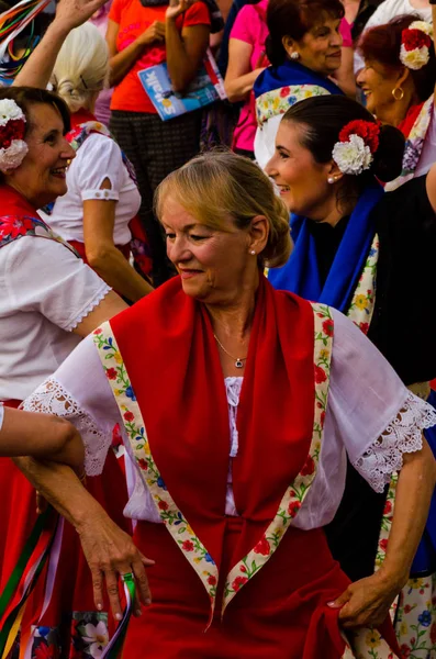 Nerja Spanya Mayıs 2018 Insanlar Geleneksel Halk Dansları Sokak Tipik — Stok fotoğraf