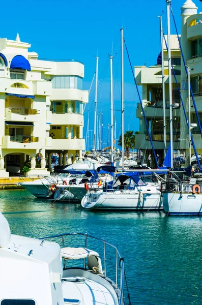 Benalmadena Spain May 2018 Beautiful Marina Luxury Yachts Motor Boats — Stock Photo, Image