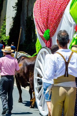 İspanya'da kutsal aktarma Katolik törene katılan Nerja, İspanya - 15 Mayıs, 2018 insan figürü