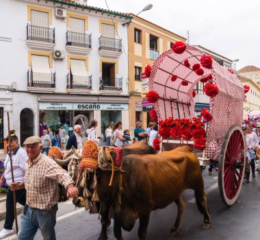 Velez Malaga, İspanya - 19 Mayıs 2018 insanlar kutlamaları nedeniyle İspanya Kutsal şekilde aktarma Katolik törenine katılan
