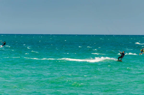 Malaga Spain May 2018 People Practicing Active Sport Wave Riding — Stock Photo, Image