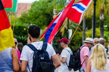 Torremolinos, İspanya - 2 Haziran 2018 Lgbt Mart eşitlik ve hoşgörü Andalucia bir kıyı kasabasında tanıtımı