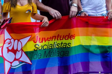 Torremolinos, İspanya - 2 Haziran 2018 Lgbt Mart eşitlik ve hoşgörü Andalucia bir kıyı kasabasında tanıtımı