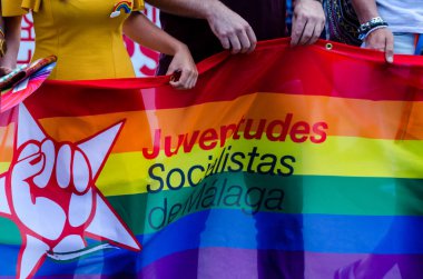 Torremolinos, İspanya - 2 Haziran 2018 Lgbt Mart eşitlik ve hoşgörü Andalucia bir kıyı kasabasında tanıtımı