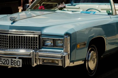 Torre Del Mar, İspanya - 3 Haziran 2018 eski antika arabalar bir sahil kasabası İspanya ziyaret turistler için verilen