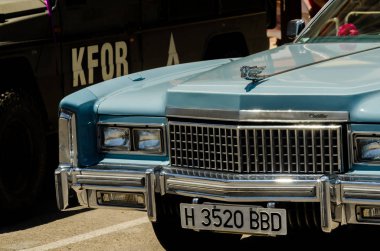 Torre Del Mar, İspanya - 3 Haziran 2018 eski antika arabalar bir sahil kasabası İspanya ziyaret turistler için verilen