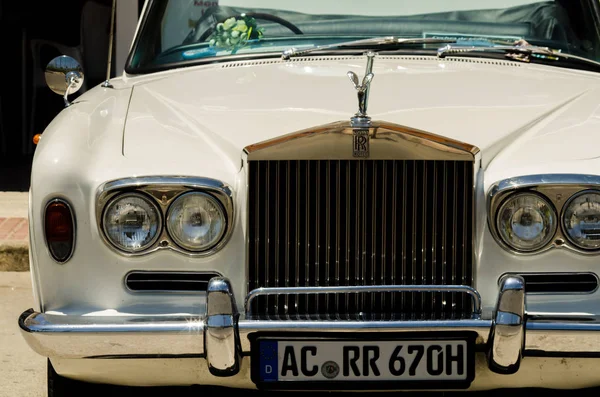 TORRE DEL MAR, SPAIN - JUNE 3, 2018 Old antique cars issued for tourists visiting a seaside town in Spain