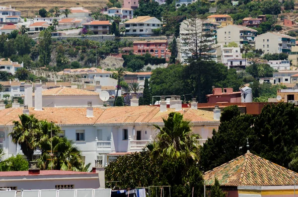 Almunecar, İspanya - 8 Haziran 2018 Akdeniz'de İspanya tarafından ünlü kıyı kenti peyzaj