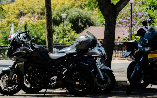 Nerja España Junio 2018 Gente Bicicletas Rally Motos Una Ciudad — Foto de Stock