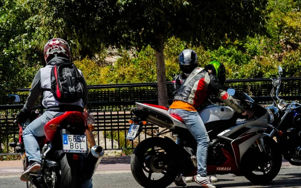 Nerja Hiszpania Czerwca 2018 Osób Rowery Motocykl Rally Nadmorskim Miasteczku — Zdjęcie stockowe