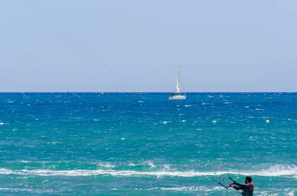 Malaga Spanien Mai 2018 Aktiver Sport Wellenreiten Mit Drachen Einer — Stockfoto