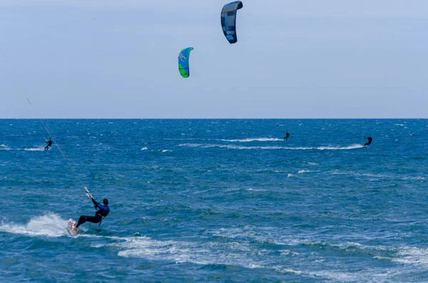 Malaga Spanien Mai 2018 Aktiver Sport Wellenreiten Mit Drachen Einer — Stockfoto