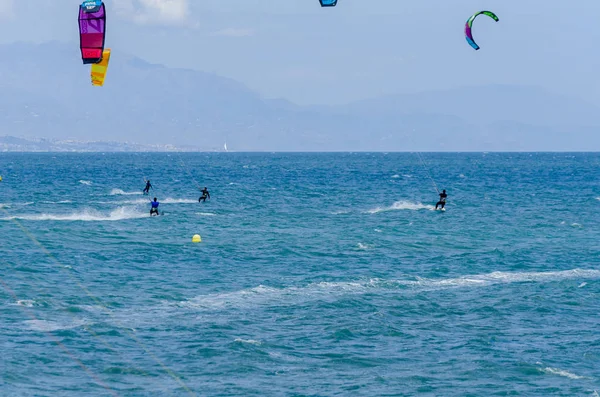 Malaga Spain May 2018 People Practicing Active Sport Wave Riding — Stock Photo, Image