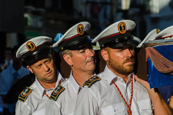 Nerja Spain July 2018 People Participating Celebration Catholic Ceremony Transferring — Stock Photo, Image