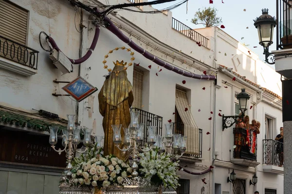 Nerja Spain July 2018 People Participating Celebration Catholic Ceremony Transferring — Stock Photo, Image