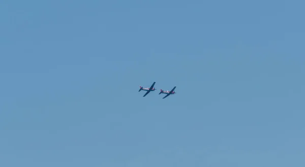 Torre Del Mar Spain July 2018 Planes Flying Beach Seaside — Stock Photo, Image