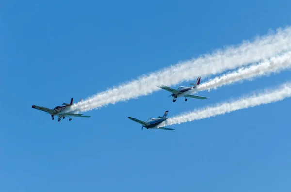 Torre Del Mar España Julio 2018 Aviones Sobrevolando Playa Una — Foto de Stock