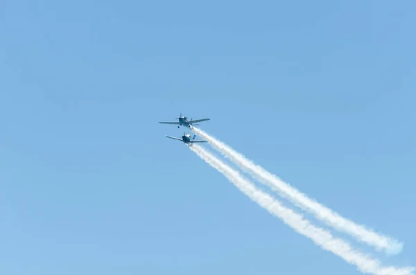 Torre Del Mar Spanien Juli 2018 Flugzeuge Fliegen Über Den — Stockfoto