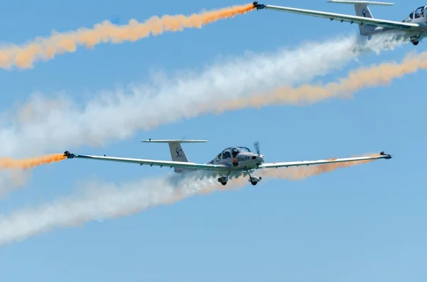 Torre Del Mar España Julio 2018 Aviones Sobrevolando Playa Una — Foto de Stock