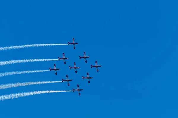 Torre Del Mar Espanha Julho 2018 Aviões Voando Sobre Praia — Fotografia de Stock