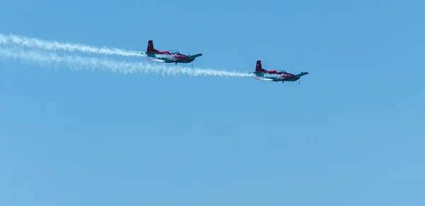 Torre Del Mar España Julio 2018 Aviones Sobrevolando Playa Una — Foto de Stock