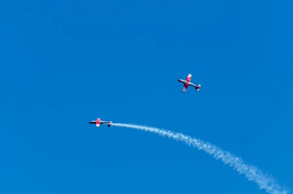 Torre Del Mar Espagne Juillet 2018 Avions Survolant Plage Dans — Photo