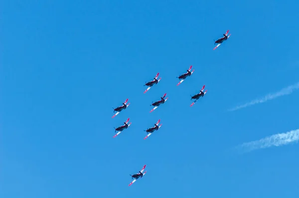 Torre Del Mar Španělsko Července 2018 Letadla Letící Nad Pláži — Stock fotografie