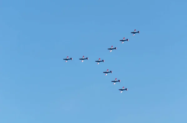 Torre Del Mar Spanien Juli 2018 Flygplan Flyger Över Stranden — Stockfoto