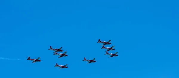 Torre Del Mar Španělsko Července 2018 Letadla Letící Nad Pláži — Stock fotografie