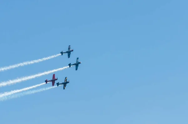 Torre Del Mar Espagne Juillet 2018 Avions Survolant Plage Dans — Photo