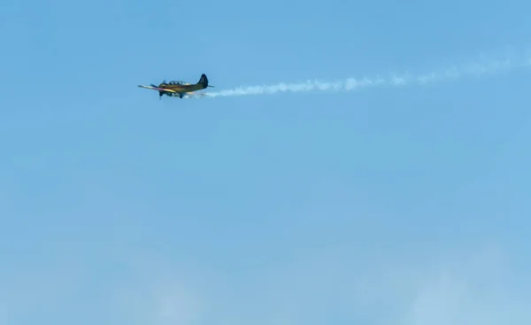 Torre Del Mar España Julio 2018 Aviones Sobrevolando Playa Una — Foto de Stock