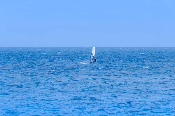 Malaga Spain May 2018 Windurfer Board Sail Practicing Extreme Sport — Stock Photo, Image