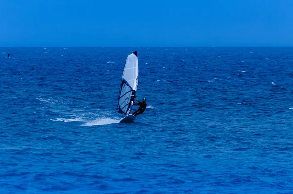 Malaga Spain May 2018 Windurfer Board Sail Practicing Extreme Sport — Stock Photo, Image