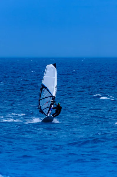西班牙马拉加 2018年5月25日 风武者在有帆练习极限运动 积极休息的板子上 — 图库照片